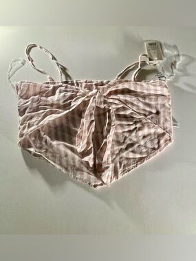 Striped Pink Tie-Front Crop Top NWT A New Day Ladies Size Small S Summer Spring